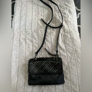 Studded Black Leather Crossbody Bag
